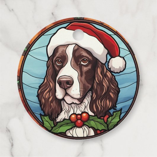 Engels Springer Spaniel Glas in lood Kerst Bedankjes Labels (Achterkant)