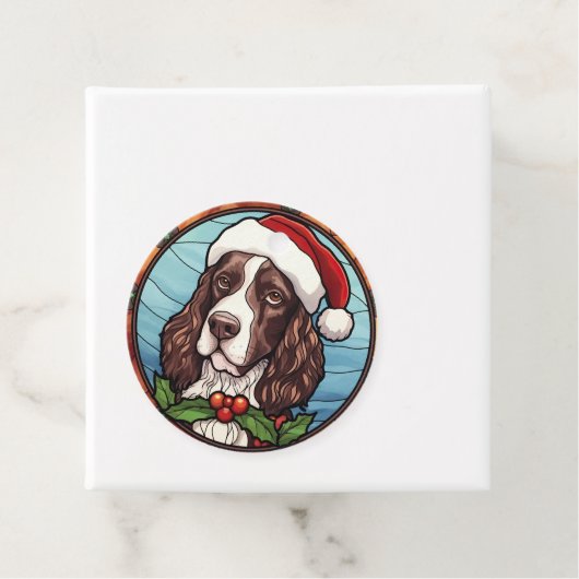 Engels Springer Spaniel Glas in lood Kerst Bedankjes Labels (In situ)