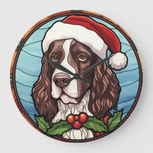 Engels Springer Spaniel Glas in lood Kerst Grote Klok