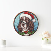 Engels Springer Spaniel Glas in lood Kerst Grote Klok (Huis)