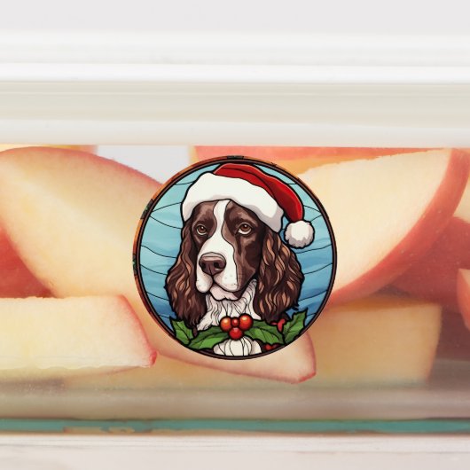 Engels Springer Spaniel Glas in lood Kerst Labels (Aangebracht)