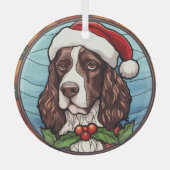 Engels Springer Spaniel Glas in lood Kerst Ornament (Voorkant)