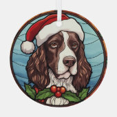 Engels Springer Spaniel Glas in lood Kerst Ornament (Achterkant)