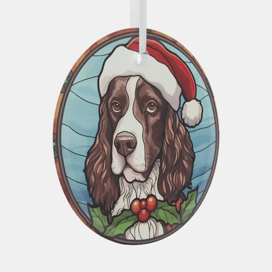 Engels Springer Spaniel Glas in lood Kerst Ornament (Voorkant Rechts)