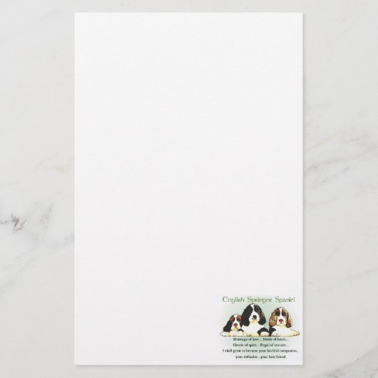 Engels Springer Spaniel Heritage of Love Briefpapier (Voorkant)