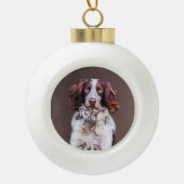 Engels Springer Spaniel Hondenolie schilderij Port Keramische Bal Ornament (Voorkant)