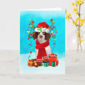 Engels Springer Spaniel in sneeuwkerstcadeaus Kaart (Gele Bloem)