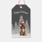 Engels Springer Spaniel in Snowflakes Cadeaulabel (Voorkant)