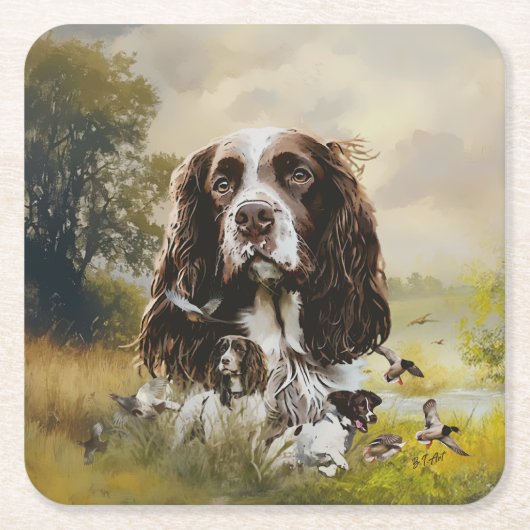 Engels Springer Spaniel Kartonnen Onderzetters (Voorkant)