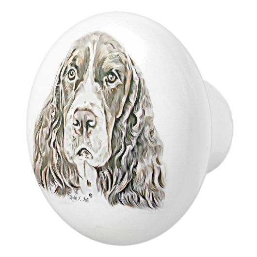 Engels Springer Spaniel Keramische Knop (Rechts)
