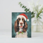 Engels Springer Spaniel Kerstborstel schilderen Feestdagenkaart (Staand voorkant)