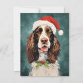 Engels Springer Spaniel Kerstborstel schilderen Feestdagenkaart (Voorkant)