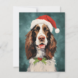 Engels Springer Spaniel Kerstborstel schilderen Feestdagenkaart