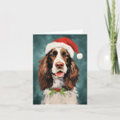 Engels Springer Spaniel Kerstborstel schilderen Kaart (Voorkant)
