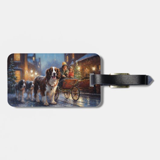 Engels Springer Spaniel Kerstfeest Seizoen Bagagelabel (Achterkant horizontaal)