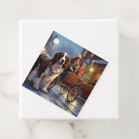 Engels Springer Spaniel Kerstfeest Seizoen Bedankjes Labels (In situ)