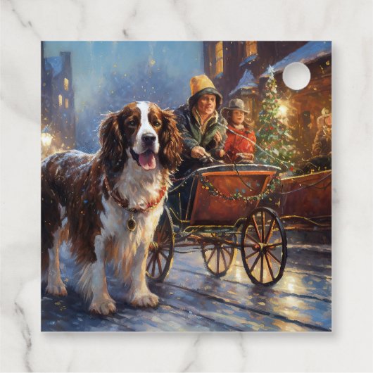 Engels Springer Spaniel Kerstfeest Seizoen Bedankjes Labels (Achterkant)