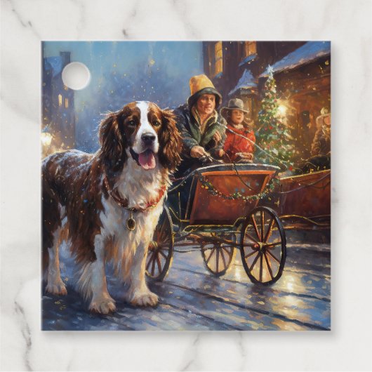 Engels Springer Spaniel Kerstfeest Seizoen Bedankjes Labels (Voorkant)