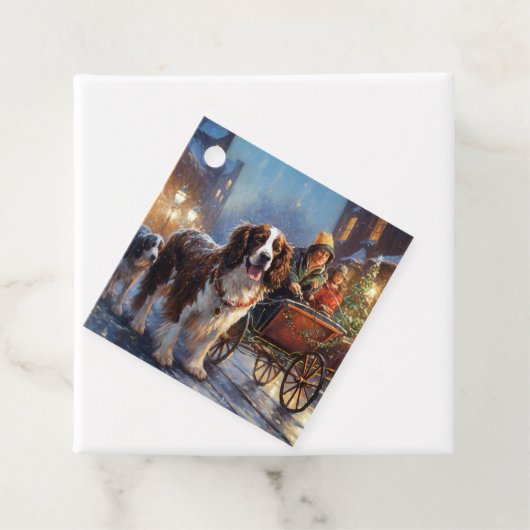 Engels Springer Spaniel Kerstfeest Seizoen Bedankjes Labels (In situ)