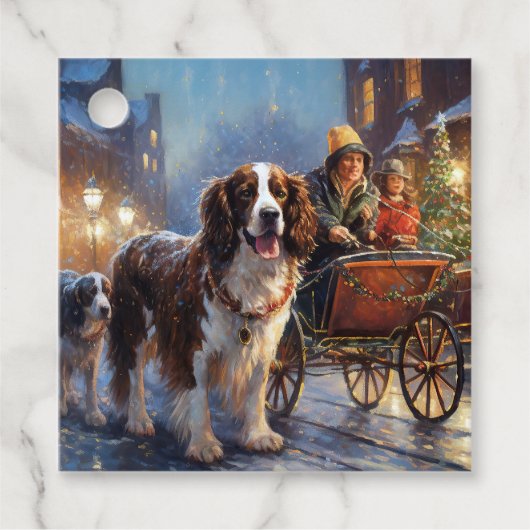 Engels Springer Spaniel Kerstfeest Seizoen Bedankjes Labels (Voorkant)