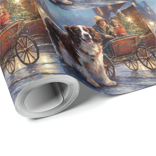 Engels Springer Spaniel Kerstfeest Seizoen Cadeaupapier (Rol Hoek)