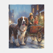 Engels Springer Spaniel Kerstfeest Seizoen Fleece Deken (Voorkant)