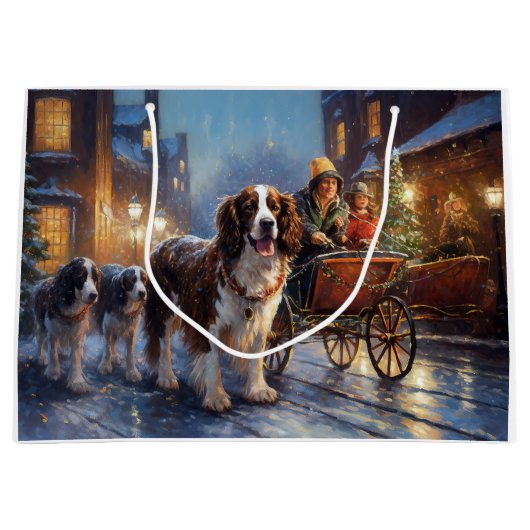 Engels Springer Spaniel Kerstfeest Seizoen Groot Cadeauzakje (Voorkant)