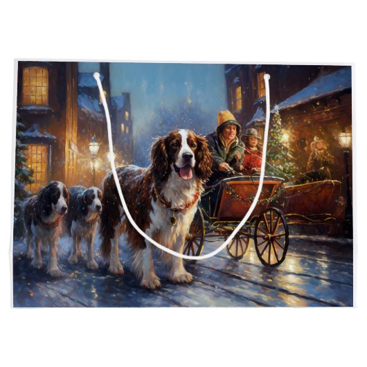 Engels Springer Spaniel Kerstfeest Seizoen Groot Cadeauzakje (Achterkant)