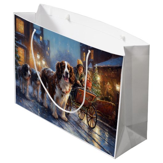 Engels Springer Spaniel Kerstfeest Seizoen Groot Cadeauzakje (Achterkant Gekanteld)