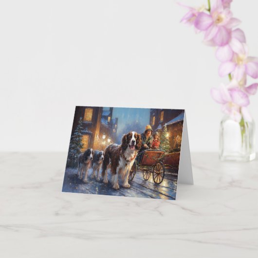 Engels Springer Spaniel Kerstfeest Seizoen Kaart (Orchidee)