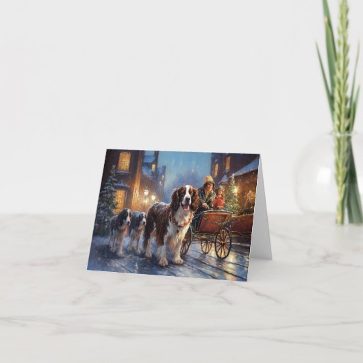 Engels Springer Spaniel Kerstfeest Seizoen Kaart (Voorkant)