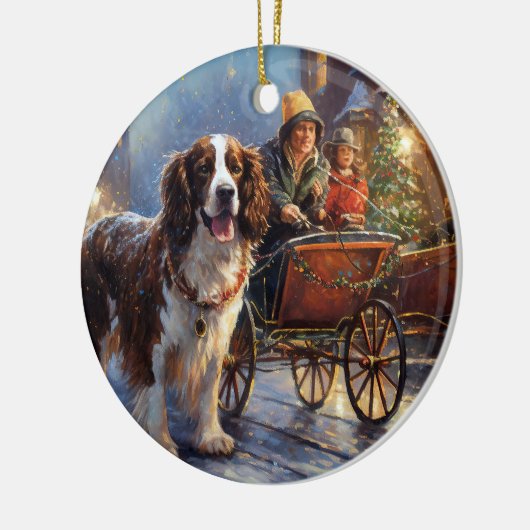 Engels Springer Spaniel Kerstfeest Seizoen Keramisch Ornament (Links)