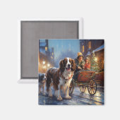 Engels Springer Spaniel Kerstfeest Seizoen Magneet (Voorkant / Achterkant)