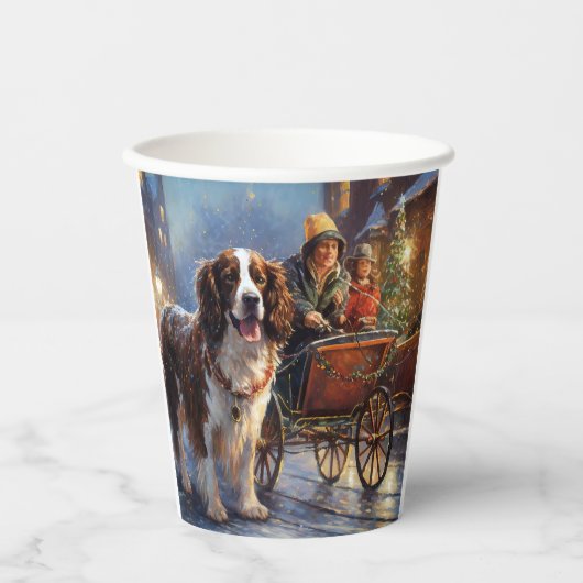 Engels Springer Spaniel Kerstfeest Seizoen Papieren Bekers (Voorkant)