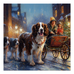 Engels Springer Spaniel Kerstfeest Seizoen Perfect Poster