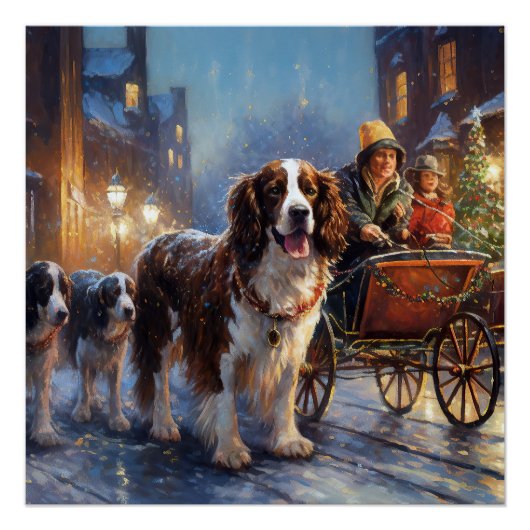 Engels Springer Spaniel Kerstfeest Seizoen Perfect Poster (Voorkant)