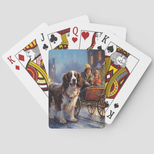 Engels Springer Spaniel Kerstfeest Seizoen Pokerkaarten (Achterkant)