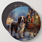 Engels Springer Spaniel Kerstfeest Seizoen Ronde Button 6,0 Cm (Voorkant /achterkant)