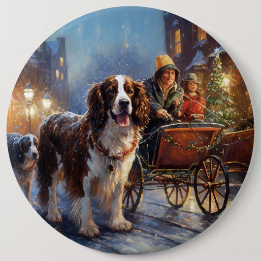 Engels Springer Spaniel Kerstfeest Seizoen Ronde Button 6,0 Cm (Voorkant)
