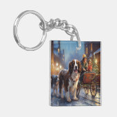 Engels Springer Spaniel Kerstfeest Seizoen Sleutelhanger (Voorkant Links)