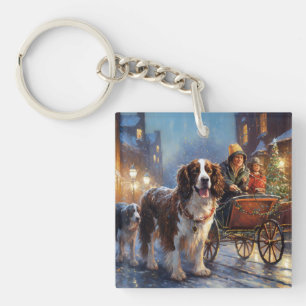 Engels Springer Spaniel Kerstfeest Seizoen Sleutelhanger