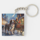 Engels Springer Spaniel Kerstfeest Seizoen Sleutelhanger (Achterkant)