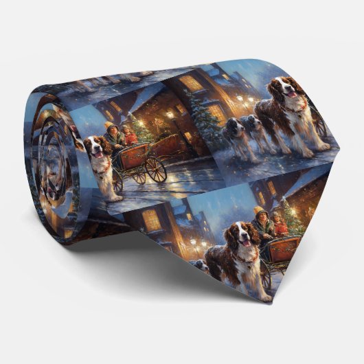 Engels Springer Spaniel Kerstfeest Seizoen Stropdas (Opgerold)