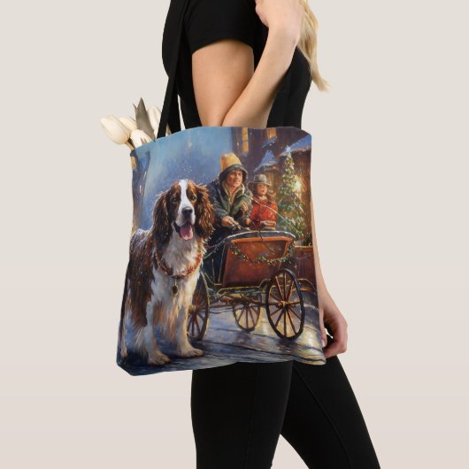 Engels Springer Spaniel Kerstfeest Seizoen Tote Bag (Dichtbij)
