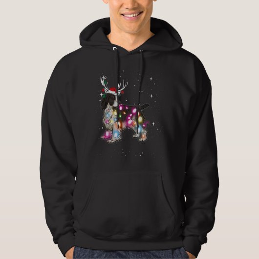 Engels Springer Spaniel kerstlampje Pajama F Hoodie (Voorkant)