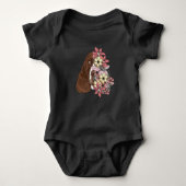 Engels Springer Spaniel met bloemen Romper (Voorkant)