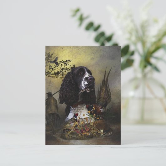 Engels Springer Spaniel met fazant Briefkaart (Staand voorkant)