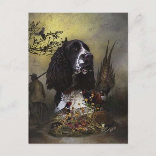 Engels Springer Spaniel met fazant Briefkaart (Voorkant)