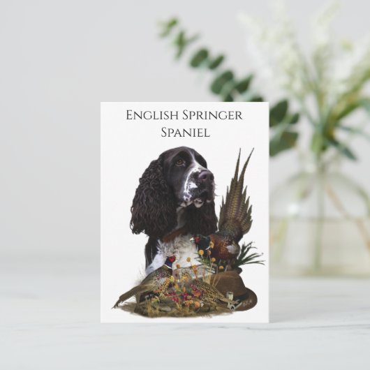 Engels Springer Spaniel met fazant Briefkaart (Staand voorkant)