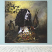 Engels Springer Spaniel met fazant Canvas Afdruk (Insitu (Houten vloer))